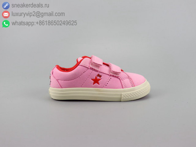 CONVERSE X HELLO KITTY PINK RED STRAP KIDS SHOES SIZE 24-29